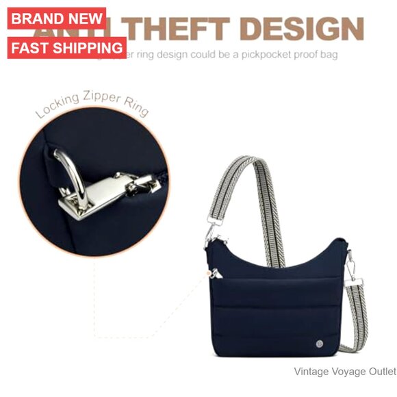 Quilted Puffer Hobo Crossbody Bag with RFID Blocking & Built-In Wallet